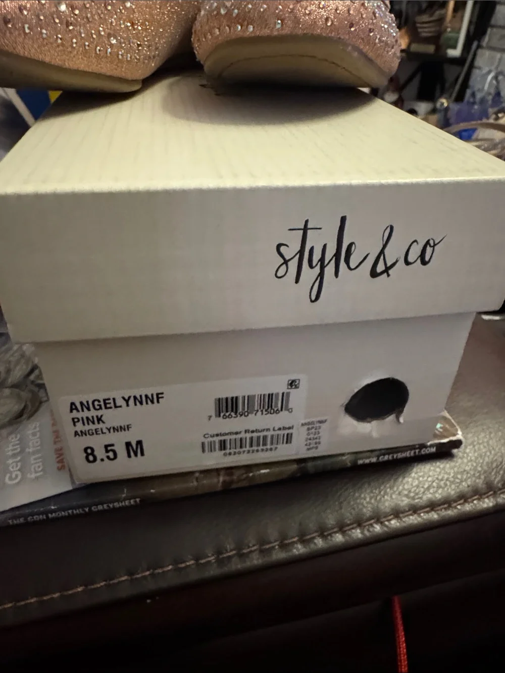 Style & Co. Pink Crystal-Embellished Ballet Flats